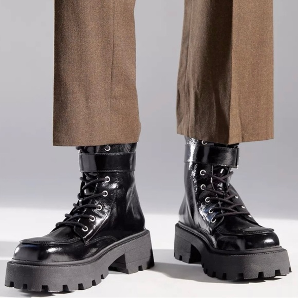 Cooperative Chunky Patent Leather Boots - Picture 1 of 8